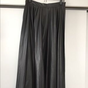 Pleated Leather Skirt
